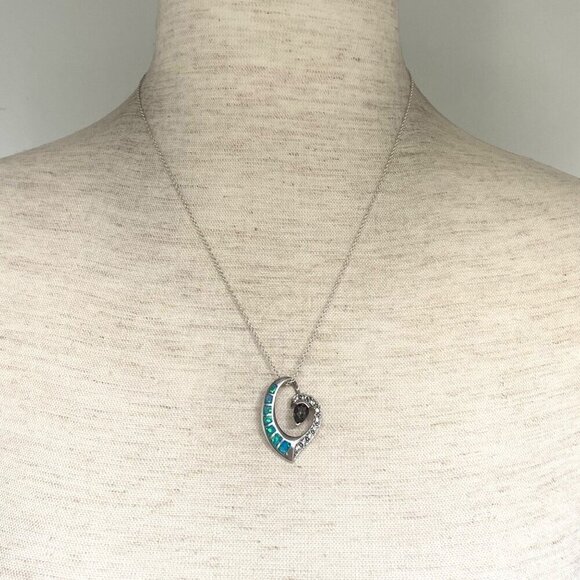 Sterling Silver 925 5☆ Mystic Quartz & Blue Gilson Opal Pendant Necklace 18" - Picture 2 of 16